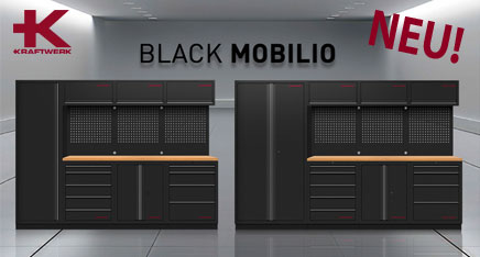 NEU: Mobilio Black Edition Werkstatt-Schrankwände von Kraftwerk - Mobilio Black Werkstatt-Schrankwände von Kraftwerk
