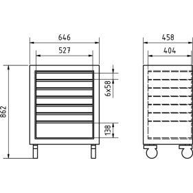Kraftwerk 3964-15 Mobilio Roll-Schubladenschrank mit 7 Schubladen
