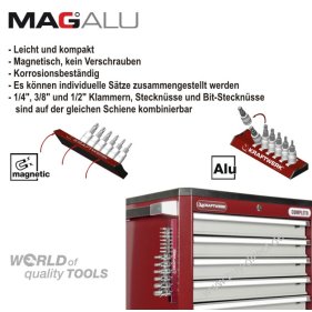 Kraftwerk 99046 MagAlu Innensechskant-Bit-Stecknuss-Satz 1/4 + 1/2 Zoll 10-tlg.