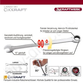 Kraftwerk 4405-14 Largo 90 Clickraft Ratschenschl&uuml;ssel 14mm