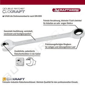 Kraftwerk 3401-54 Double Ratchet Clickraft Ratschenschl&uuml;ssel-Satz 12-tlg.