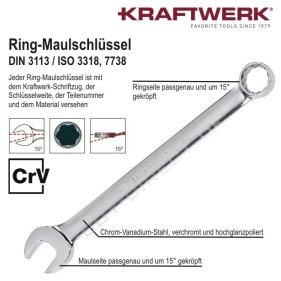 Kraftwerk 3557 Ring-Maulschl&uuml;ssel-Satz 18-tlg. 5-22mm voll poliert