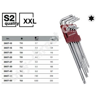 Kraftwerk 3607 Torx®-Winkel-Stiftschlüssel-Satz XXL extra lang 9-tlg.