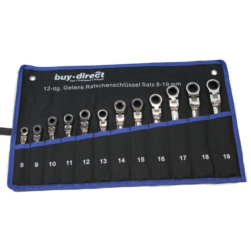 Ratschen-Schlüssel-Satz-Set Maul-Ringratschenschlüssel-Satz-Set 8-19 mm 12 tlg. 