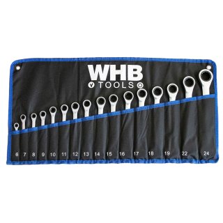 WHB Tools 4400-16 Ring-Ratschenschlüssel-Satz 16-tlg. 6-24mm in Rolltasche