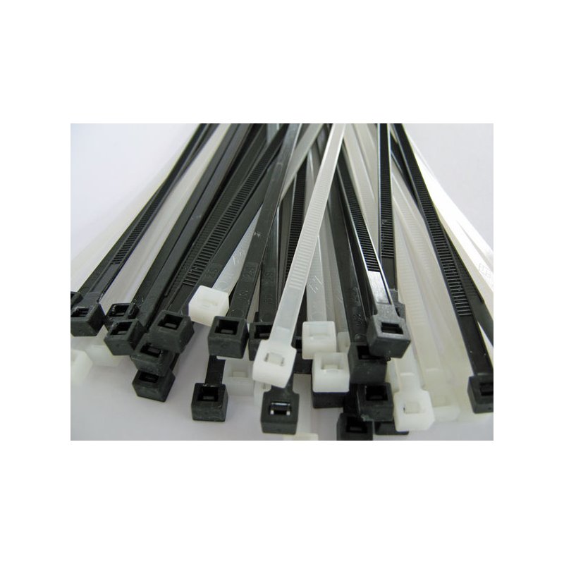 100 Kabelbinder, 3,6 mm x 18 cm, weiß + schwarz, 2,99 €
