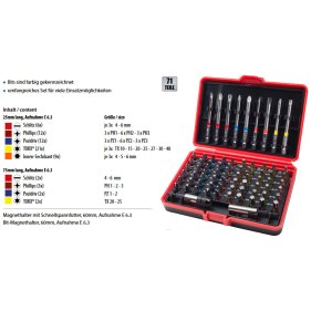 WHB Tools 3090 Farb-Bit-Box/Bitsatz 1/4 Zoll 71-teilig rot