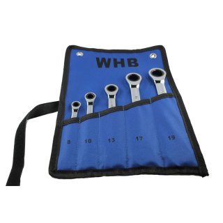 WHB-Tools 4500-05 Ring-Ratschenschlüssel-Satz 5-tlg. hochglanz mit Rolltasche