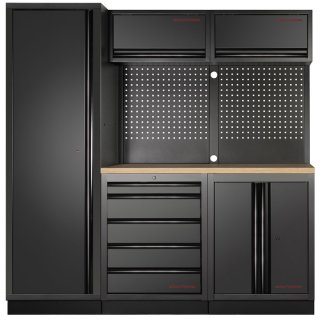 Kraftwerk 3964A-BLK Mobilio Black 3-Element-Werkstatt-Schrankwand schwarz